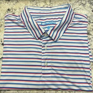 Chubbies Striped Polo in White with Blue & Red Stripes